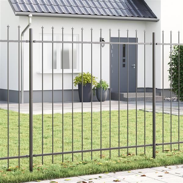 Grote foto vidaxl tuin hek grijs 1.7 x 1.5 m poedergecoat staal tuin en terras hekken en schuttingen