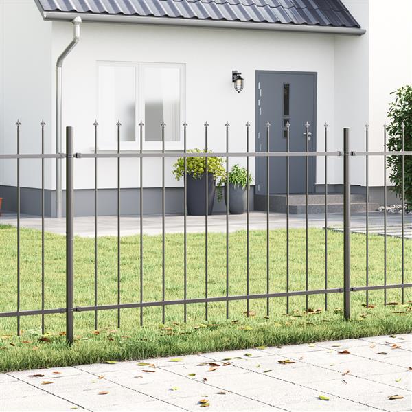 Grote foto vidaxl tuin hek grijs 1.7 x 0.8 m poedergecoat staal tuin en terras hekken en schuttingen
