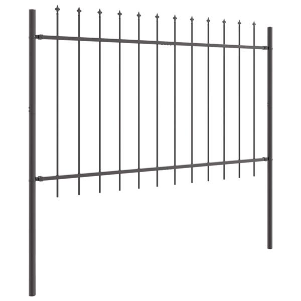Grote foto vidaxl tuin hek grijs 1.7 x 0.8 m poedergecoat staal tuin en terras hekken en schuttingen