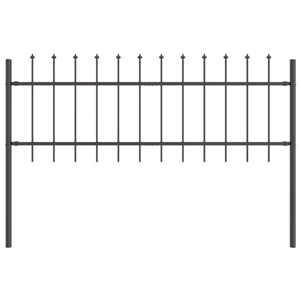 Grote foto vidaxl tuin hek grijs 1.7 x 0.6 m poedergecoat staal tuin en terras hekken en schuttingen