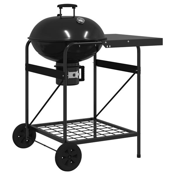 Grote foto vidaxl buiten grill met wiel zwart 96 x 72 x 113 cm metaal tuin en terras buitenkeukens