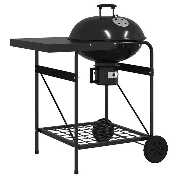Grote foto vidaxl buiten grill met wiel zwart 96 x 72 x 113 cm metaal tuin en terras buitenkeukens