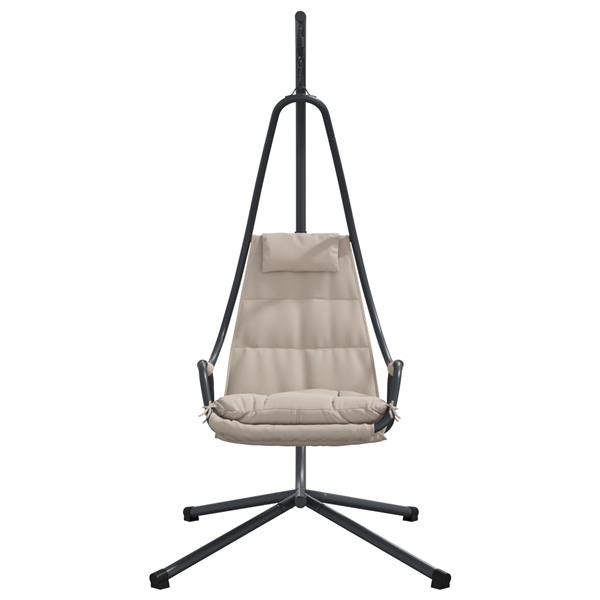 Grote foto vidaxl hangende ei stoel taupe 94 x 107 x 196.5 cm staal tuin en terras tuinmeubelen