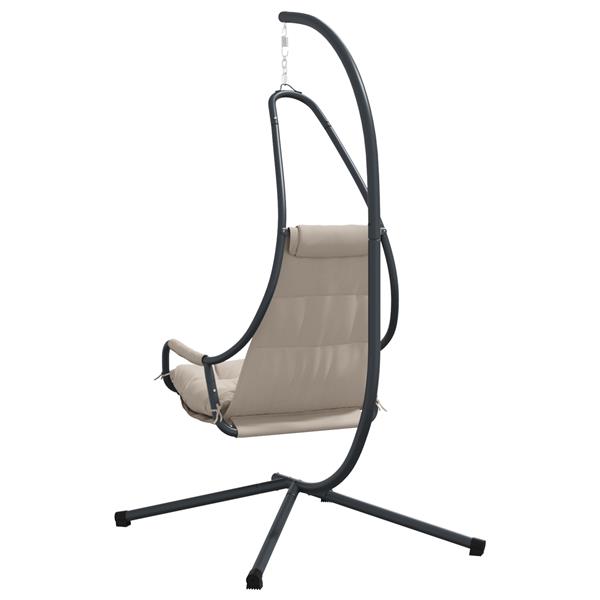 Grote foto vidaxl hangende ei stoel taupe 94 x 107 x 196.5 cm staal tuin en terras tuinmeubelen