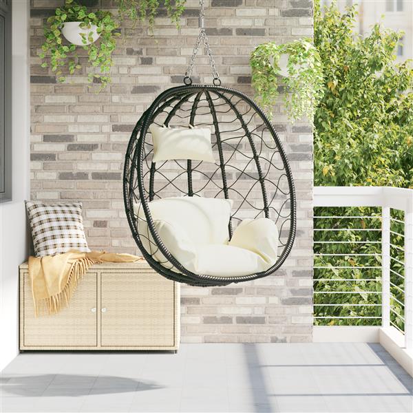 Grote foto vidaxl hangende ei stoel cr mewit 91.5 x 60 x 110 cm poly rattan tuin en terras tuinmeubelen