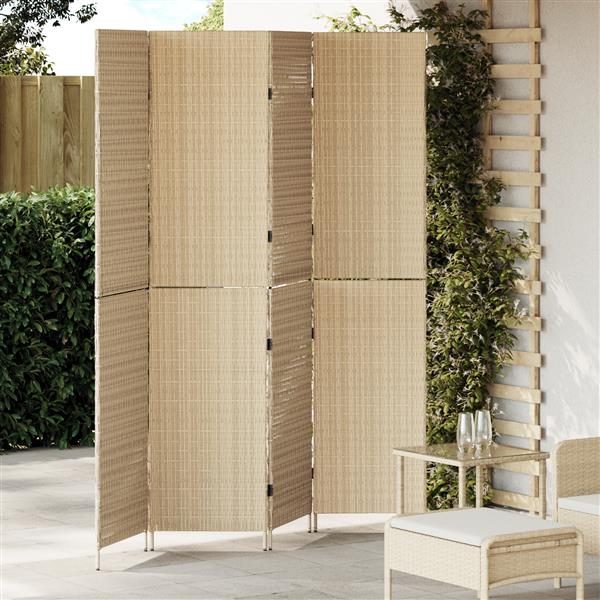 Grote foto vidaxl kamerscherm beige 196 x 200 cm poly rattan huis en inrichting overige huis en inrichting