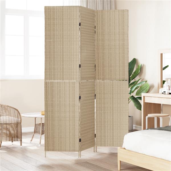 Grote foto vidaxl kamerscherm beige 146 x 200 cm poly rattan huis en inrichting overige huis en inrichting