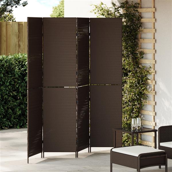 Grote foto vidaxl kamerscherm bruin 195 x 180 cm poly rattan huis en inrichting overige huis en inrichting
