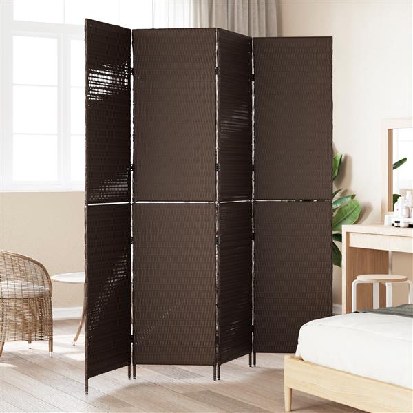 Grote foto vidaxl kamerscherm bruin 195 x 180 cm poly rattan huis en inrichting overige huis en inrichting