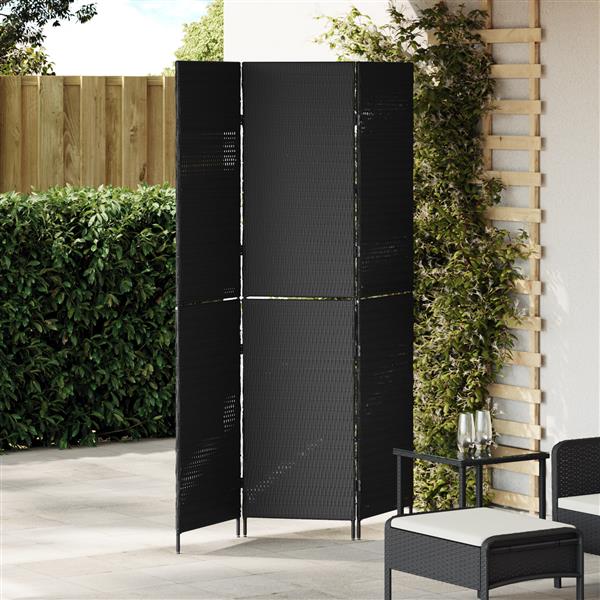 Grote foto vidaxl kamerscherm zwart 146 x 180 cm poly rattan huis en inrichting overige huis en inrichting
