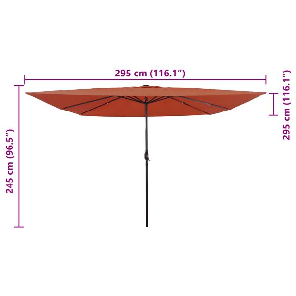 Grote foto vidaxl tuinparasol rood en zwart 295 x 295 x 245 cm polyester en staal tuin en terras overige tuin en terras