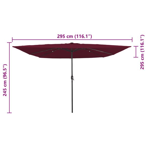 Grote foto vidaxl tuinparasol rood en zwart 295 x 295 x 245 cm polyester en staal tuin en terras overige tuin en terras