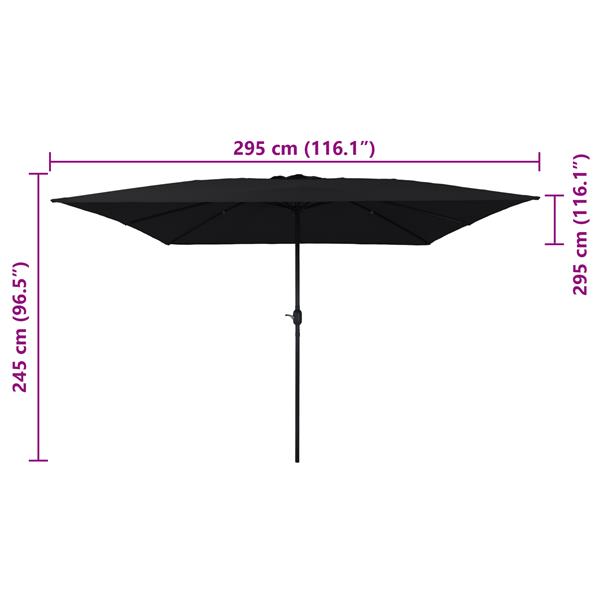 Grote foto vidaxl tuinparasol zwart 295 x 295 x 245 cm polyester en staal tuin en terras overige tuin en terras