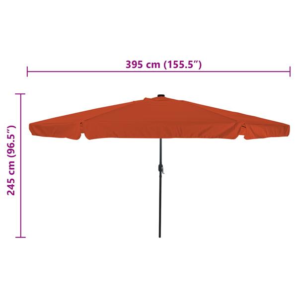 Grote foto vidaxl tuinparasol rood en zwart 395 x 395 x 245 cm polyester en staal tuin en terras overige tuin en terras