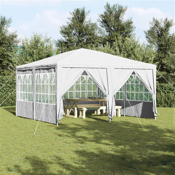 Grote foto vidaxl partytent wit 400 x 400 x 266 cm polyester en staal tuin en terras overige tuin en terras