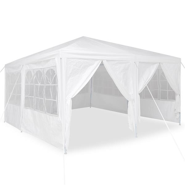 Grote foto vidaxl partytent wit 400 x 400 x 266 cm polyester en staal tuin en terras overige tuin en terras