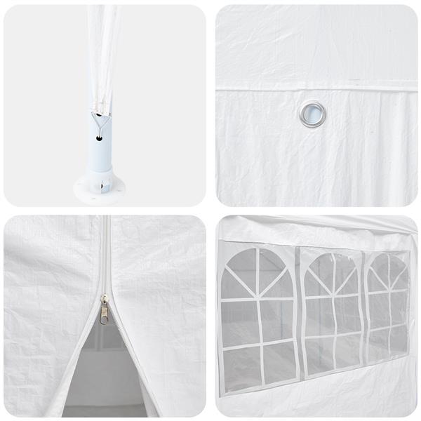 Grote foto vidaxl partytent wit 400 x 400 x 266 cm polyester en staal tuin en terras overige tuin en terras