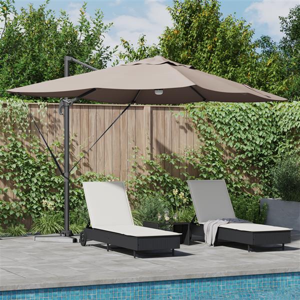 Grote foto vidaxl cantilever roma parasol taupe en zwart 352 x 251 x 265 cm tuin en terras overige tuin en terras