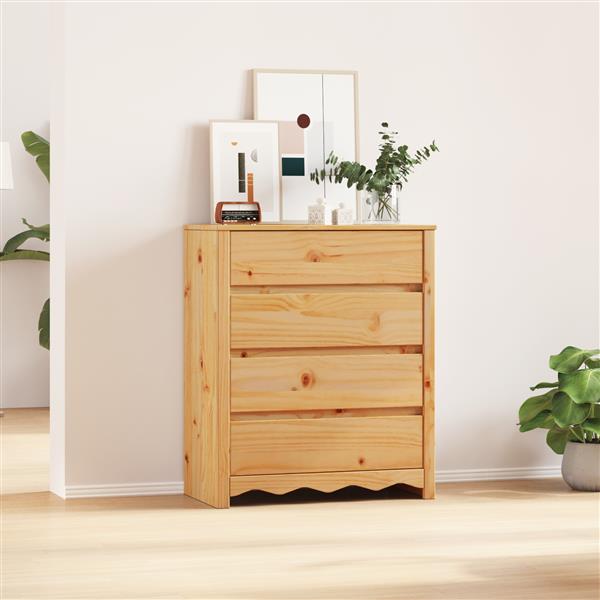 Grote foto vidaxl ladekast drammen bruin 76.5 x 40 x 91 cm massief grenenhout kinderen en baby complete kinderkamers