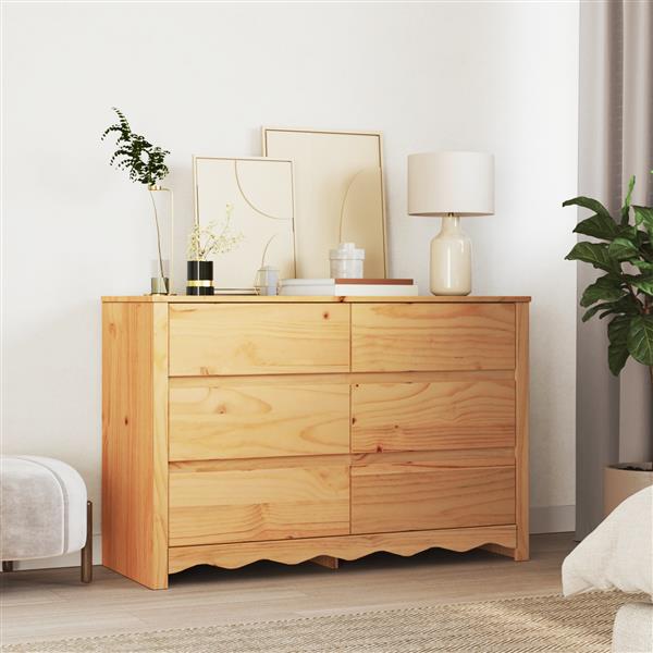 Grote foto vidaxl ladekast drammen bruin 111 x 43 x 73.5 cm massief grenenhout kinderen en baby complete kinderkamers