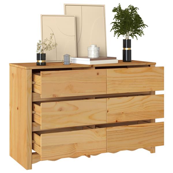 Grote foto vidaxl ladekast drammen bruin 111 x 43 x 73.5 cm massief grenenhout kinderen en baby complete kinderkamers