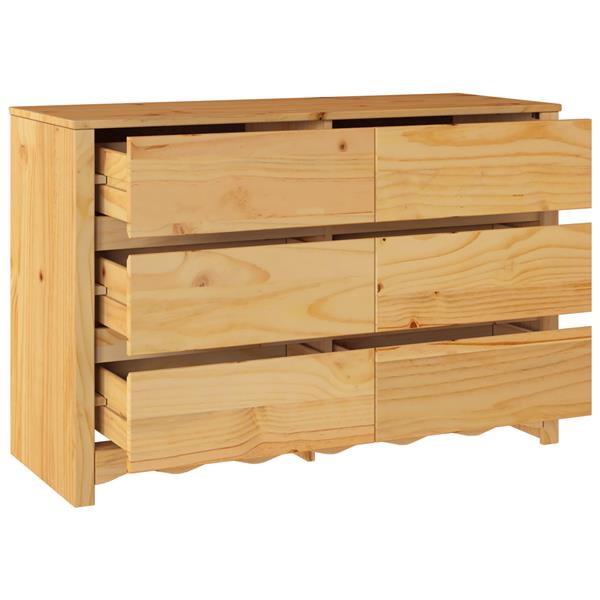 Grote foto vidaxl ladekast drammen bruin 111 x 43 x 73.5 cm massief grenenhout kinderen en baby complete kinderkamers