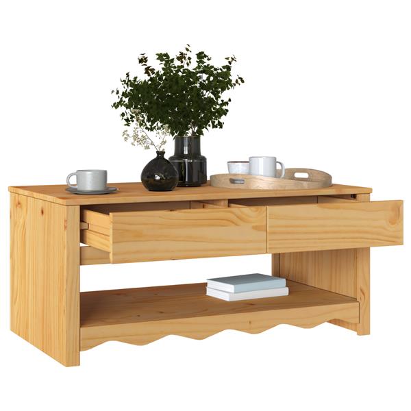 Grote foto vidaxl salontafel drammen eiken 99 x 55 x 45 cm massief grenenhout huis en inrichting eettafels