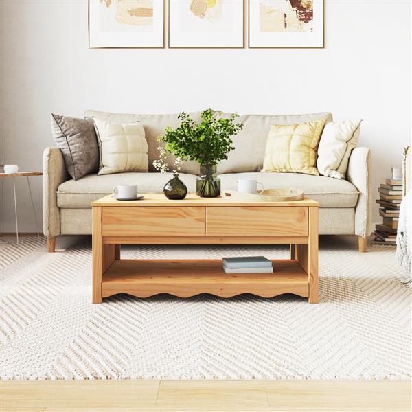 Grote foto vidaxl salontafel drammen eiken 99 x 55 x 45 cm massief grenenhout huis en inrichting eettafels