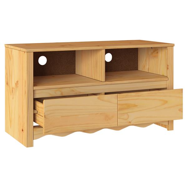 Grote foto vidaxl tv kast drammen bruin 99 x 43 x 55 cm massief grenenhout huis en inrichting overige