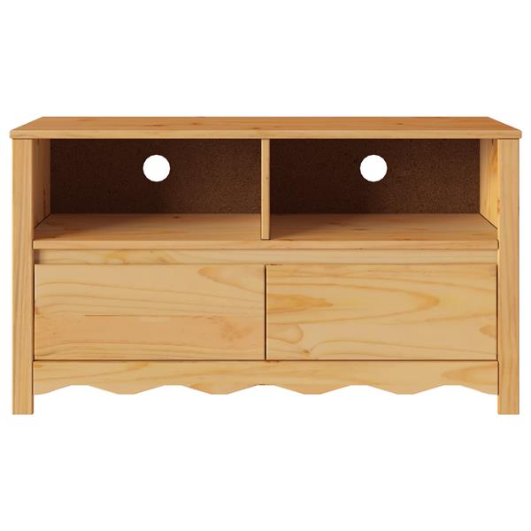 Grote foto vidaxl tv kast drammen bruin 99 x 43 x 55 cm massief grenenhout huis en inrichting overige
