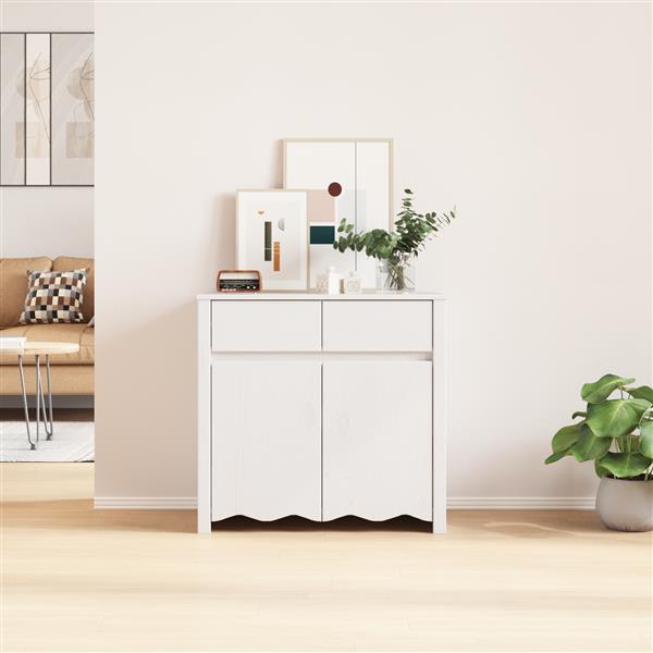 Grote foto vidaxl dressoir drammen wit 79 x 43 x 75.5 cm massief grenenhout huis en inrichting overige