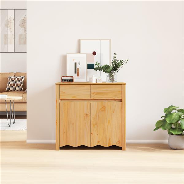 Grote foto vidaxl dressoir drammen bruin 79 x 43 x 75.5 cm massief grenenhout huis en inrichting overige