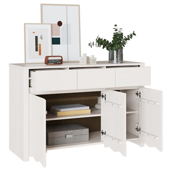 Grote foto vidaxl dressoir drammen wit 114 x 43 x 75.5 cm massief grenenhout huis en inrichting overige