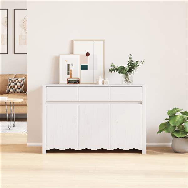 Grote foto vidaxl dressoir drammen wit 114 x 43 x 75.5 cm massief grenenhout huis en inrichting overige