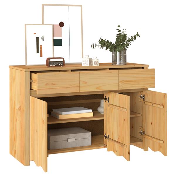 Grote foto vidaxl dressoir drammen bruin 114 x 43 x 75.5 cm massief grenenhout huis en inrichting overige