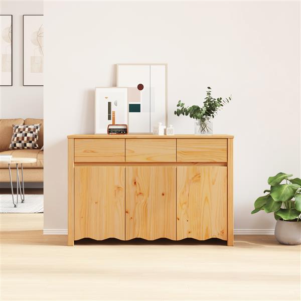 Grote foto vidaxl dressoir drammen bruin 114 x 43 x 75.5 cm massief grenenhout huis en inrichting overige