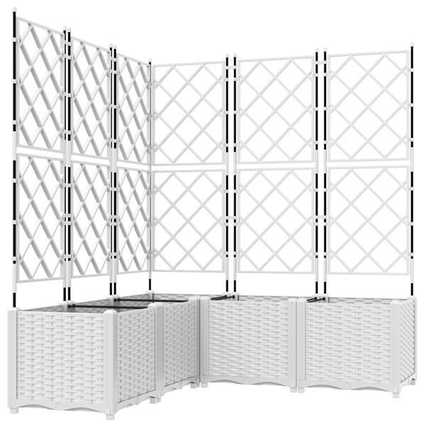 Grote foto vidaxl tuindruppel met trellis 5 pcs wit 120 x 120 x 143 cm pp tuin en terras overige tuin en terras
