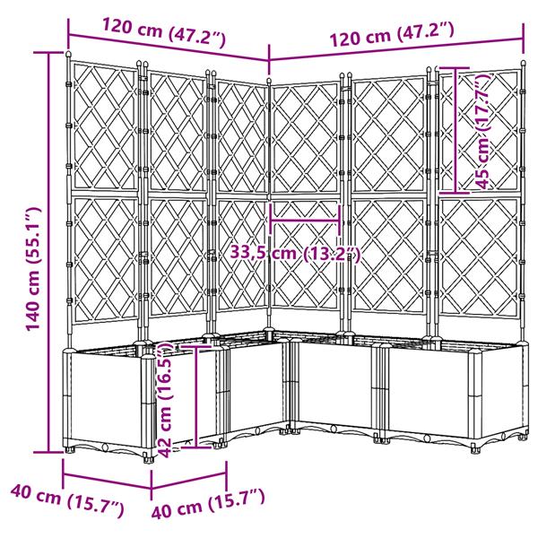 Grote foto vidaxl tuindruppel met trellis 5 pcs wit 120 x 120 x 143 cm pp tuin en terras overige tuin en terras