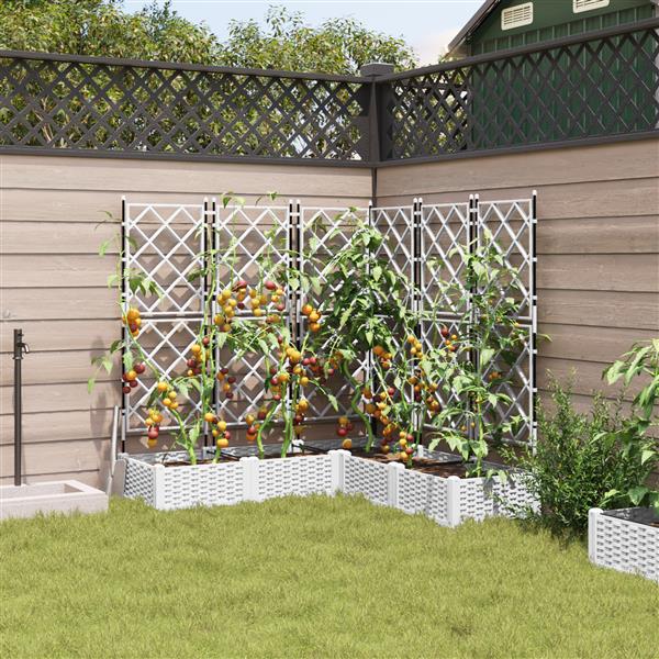 Grote foto vidaxl tuindruppel met trellis 5 pcs wit 120 x 120 x 125 5 cm pp tuin en terras overige tuin en terras