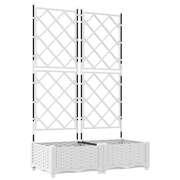 Grote foto vidaxl tuindruppel met trellis 2 pcs wit 80 x 40 x 125 5 cm pp tuin en terras overige tuin en terras