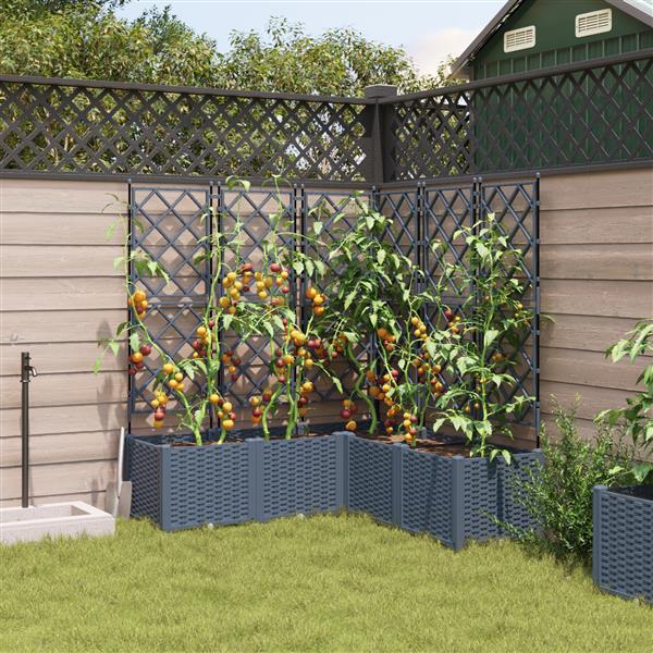 Grote foto vidaxl tuindruppel met trellis 5 pcs lichtgrijs 120 x 120 x 143 cm pp tuin en terras overige tuin en terras