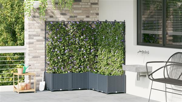 Grote foto vidaxl tuindruppel met trellis 5 pcs lichtgrijs 120 x 120 x 143 cm pp tuin en terras overige tuin en terras