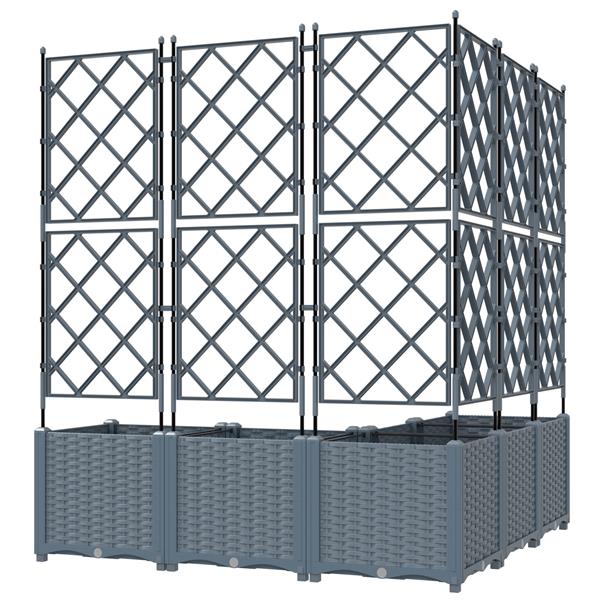 Grote foto vidaxl tuindruppel met trellis 5 pcs lichtgrijs 120 x 120 x 143 cm pp tuin en terras overige tuin en terras