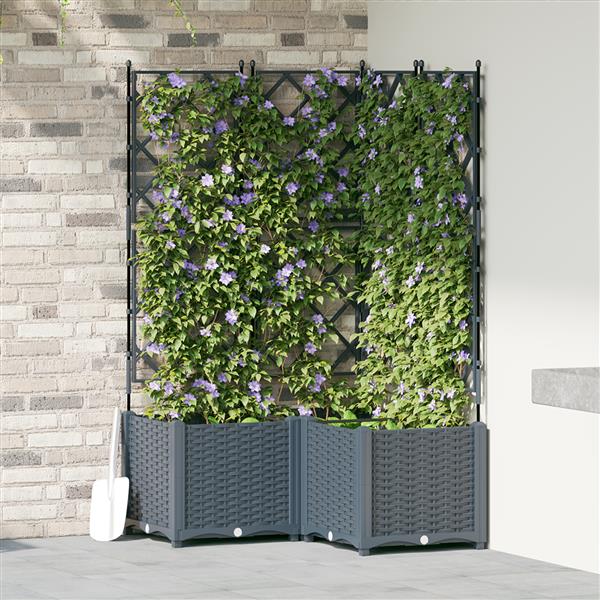 Grote foto vidaxl tuindruppel met trellis 3 pcs lichtgrijs 80 x 80 x 143 cm pp tuin en terras overige tuin en terras
