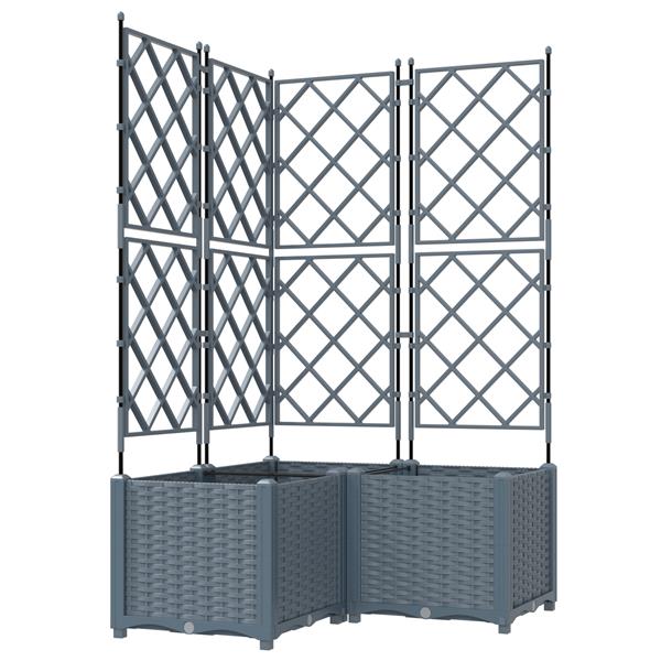Grote foto vidaxl tuindruppel met trellis 3 pcs lichtgrijs 80 x 80 x 143 cm pp tuin en terras overige tuin en terras