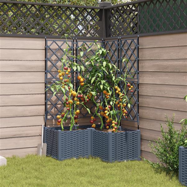 Grote foto vidaxl tuindruppel met trellis 3 pcs lichtgrijs 80 x 80 x 143 cm pp tuin en terras overige tuin en terras