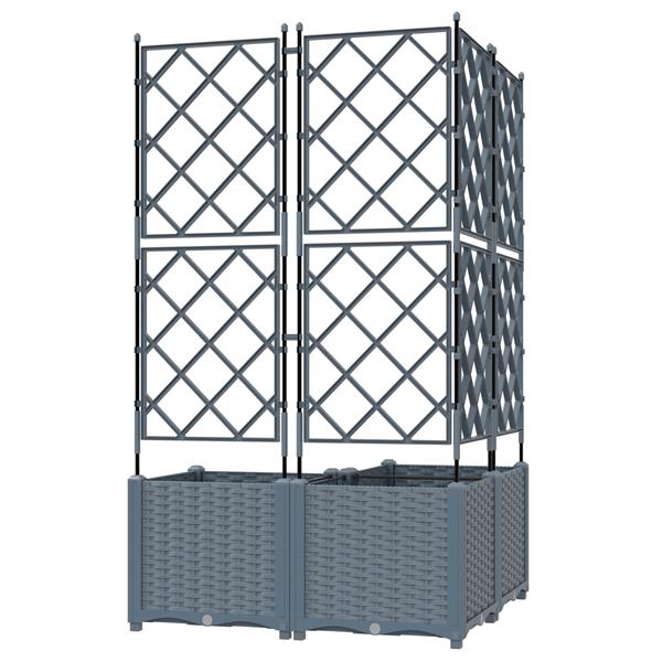 Grote foto vidaxl tuindruppel met trellis 3 pcs lichtgrijs 80 x 80 x 143 cm pp tuin en terras overige tuin en terras