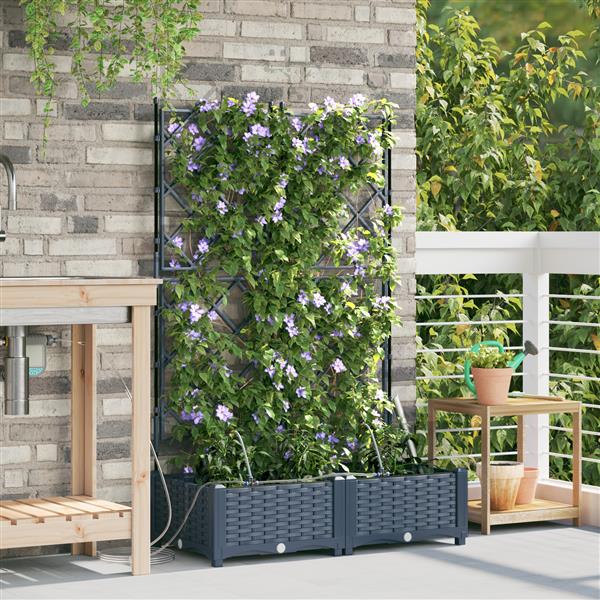 Grote foto vidaxl tuinplantbakken grijs 80 x 40 x 126 cm staal tuin en terras overige tuin en terras