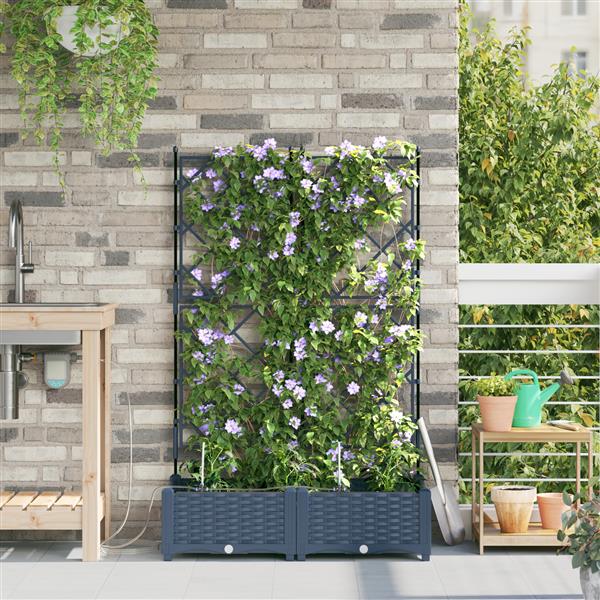 Grote foto vidaxl tuinplantbakken grijs 80 x 40 x 126 cm staal tuin en terras overige tuin en terras