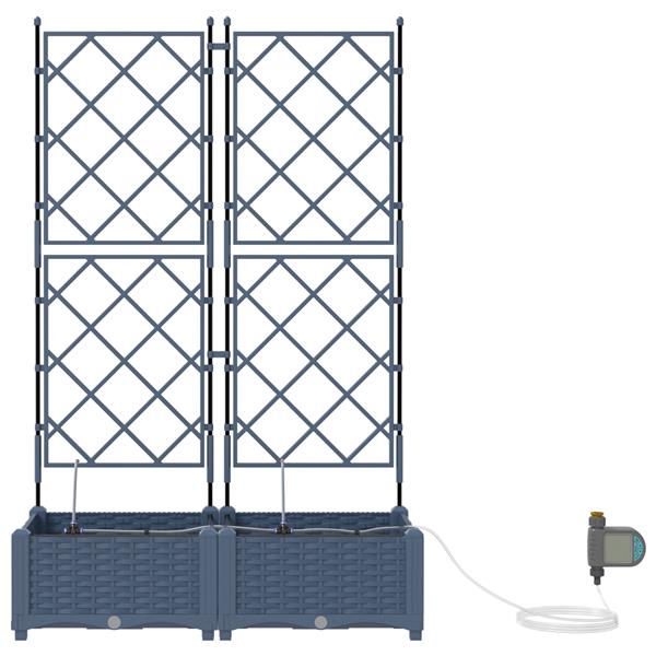 Grote foto vidaxl tuinplantbakken grijs 80 x 40 x 126 cm staal tuin en terras overige tuin en terras